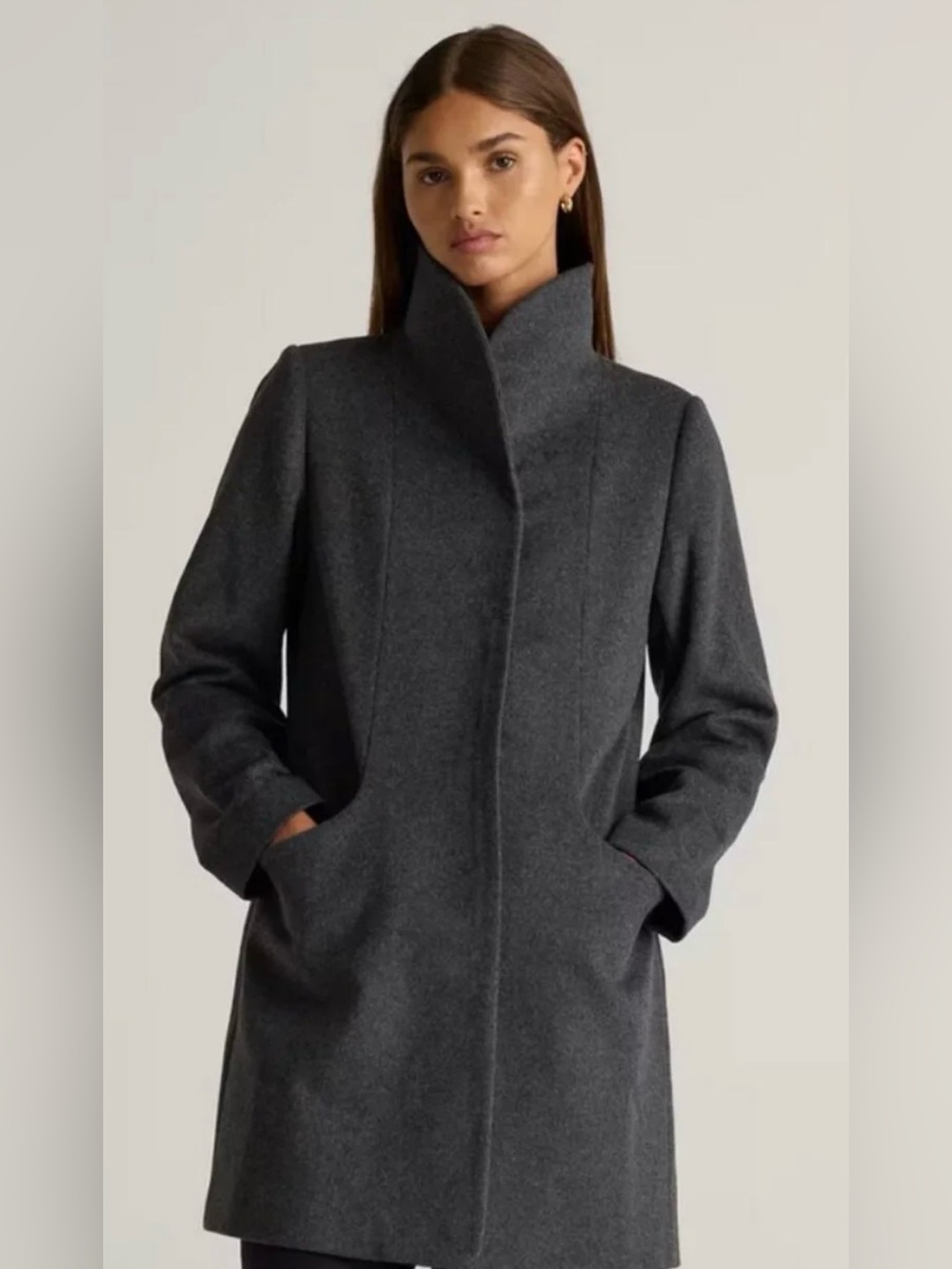 Quince Charcoal Gray Wool-Blend Hooded Pea Coat